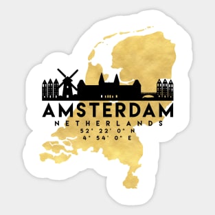 Amsterdam Netherlands Skyline Map Art Sticker